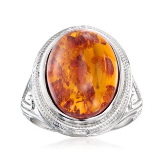 Ross-Simons Amber Ring in Sterling Silver