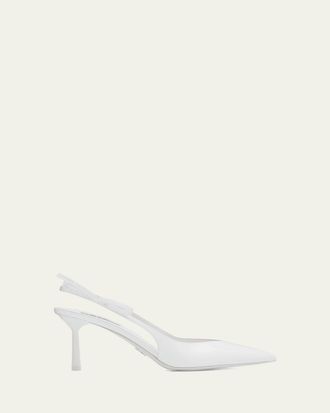 Prada 75mm Bow Leather Slingback Pumps