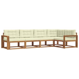 vidaXL Conjunto De Sof&aacute;s De Exterior Con Coj&iacute;n 5 Pcs Natural Y Crema Vidaxl