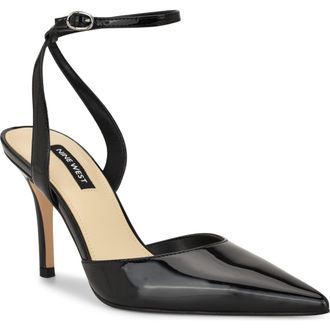 Nine West Grana Ankle Strap Pointed Toe Pump in Black at Nordstrom, Size 5.5