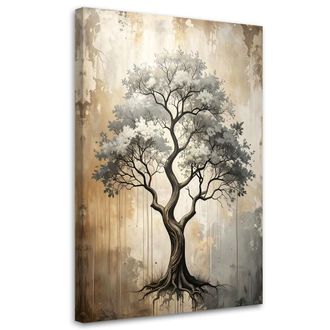 Feeby Impresi&oacute;n De Imagen, &Aacute;rbol Grunge Abstracci&oacute;n En Beige, 80x120