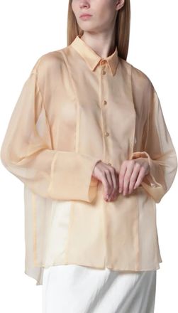 Alberta Ferretti Sheer Long-Sleeved Blouse with Classic Collar and Relaxed Silhouette