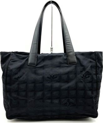 Chanel Black New Travel Line Handbag Tote Bag (Pre-Owned)