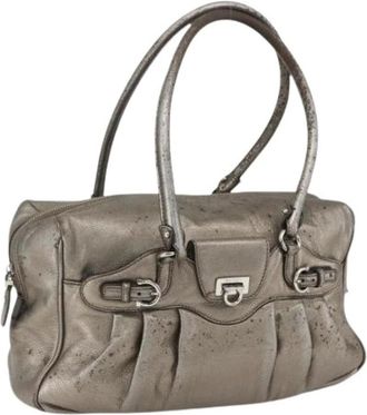 Ferragamo Pre-owned Handbags, female, Gray, Size: ONE SIZE Pre-owned Handbag