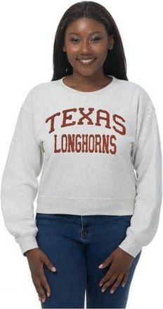 ZooZatZ Womens ZooZatz Oatmeal Texas Longhorns Chenille Cropped Sweatshirt at Nordstrom, Size X-Large
