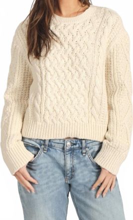 True Grit Womens Charlotte Cable Crew Top In Natural