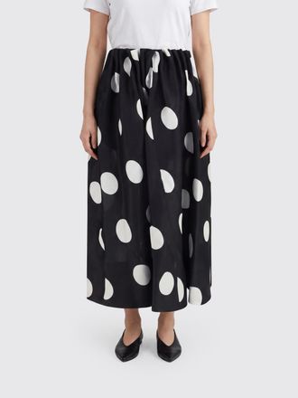 Khaite Polka-Dot Silk A-Line Midi Skirt with Elasticated Waist