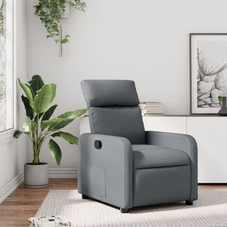vidaXL Sill&oacute;n Reclinable De Cuero Sint&eacute;tico Gris Vidaxl