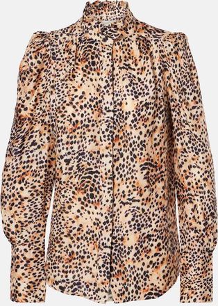Isabel Marant Lamia leopard-print ruffled blouse