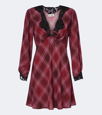 Rixo Carolina plaid lace-trimmed minidress