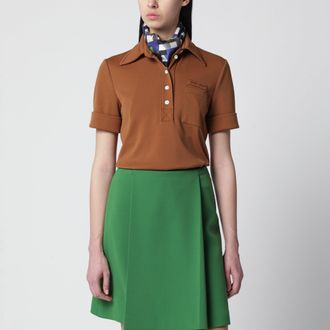 Miu Miu Cinnamon-colored technical jersey polo