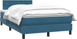 vidaXL Cama Box Spring Con Colch&oacute;n Terciopelo Azul Oscuro 120x210 Cm Vidaxl