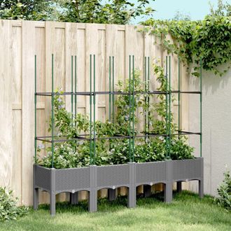 Berkfield Home Garden Planter with Trellis Light Grey 160x40x142.5 cm PP