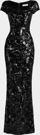 Helsi Danny Floral Sequin Column Gown