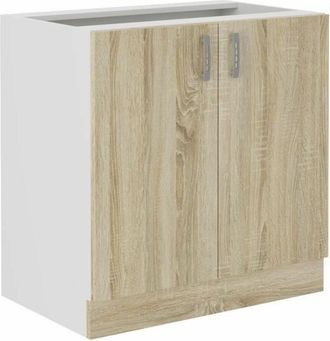 OEM Meuble Bas Sara - 2 Portes - D&eacute;cor Chene Sonoma - L80xp48xh82 Cm - Plan De Travail Non Inclus - Fabriqu&eacute; En Pologne
