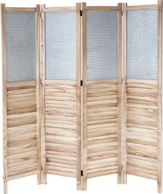 Hhg Hhg - Paravent 651, Separador De Ambientes Biombo Espa&ntilde;ol, Madera Metal 170x160x2cm