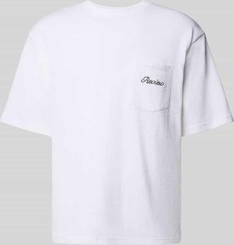 Review T-Shirt mit Brusttasche und Label-Stitching in Offwhite, Gr&ouml;&szlig;e XS