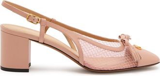 Valentino Garavani Valet Du Roi 60 Mesh and Leather Slingback Pumps - Light Pink
