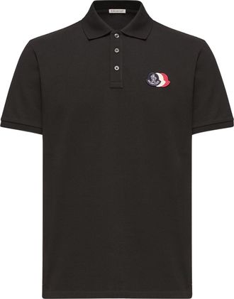 Moncler Moncler Logo Patch Cotton Piquet Polo Shirt, Men, Black, Size: Xxl