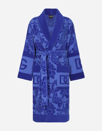 Dolce & Gabbana Bath Robe In Terry Cotton Jacquard - Monochrome Bathrobes Multicolor Xxxl