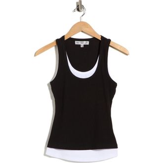Madden Girl 2Fer Tank in Black White at Nordstrom Rack, Size X-Large