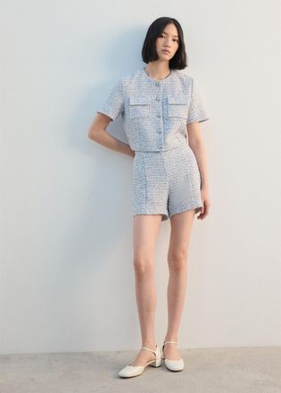 Mango Short tweed vita media celeste - Donna - 36 - MANGO