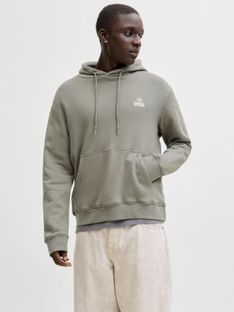 Jack & Jones Kapuzensweatshirt JACK & JONES JCOFLARE BACK PHOTO PRINT SWEAT HOOD, Herren, Gr. XXL, vetiver, angeraute Sweatware, Obermaterial: 100% Baumwolle, unif