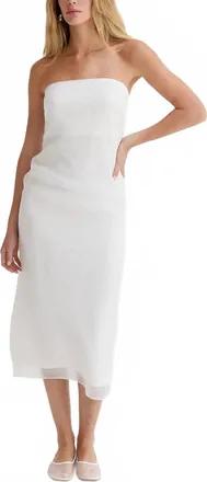 Crescent Zeah Organza Tube Midi Dress In White