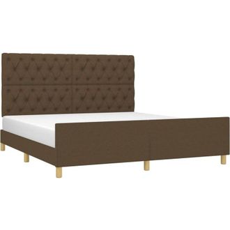 vidaXL Cama Sin Colch&oacute;n De Tela Marr&oacute;n Oscuro 160x200 Cm Vidaxl