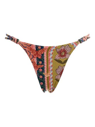 Agua Bendita floral-print triangle bikini - women - Elastane/Recycled Polyester - L - Green