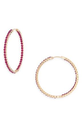 Nordstrom Rack Crystal Inside Out Hoop Earrings in Pink- Gold at Nordstrom Rack
