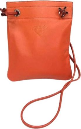 Herm&egrave;s Pre-owned Pochette Schoudertas - Dames - Vintage Schoudertas - Oranje - ONE Size - Leer - Vintage