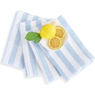 Solino Home Linen Dinner Napkins - Sorrento Stripe in Blue And White at Nordstrom, Size Large