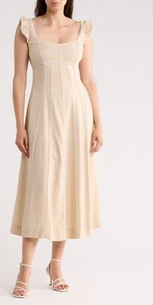 Ellen Tracy Piped Midi Dress in Linen at Nordstrom Rack, Size X-Large