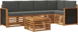 vidaXL Conjunto De Sof&aacute;s De Exterior 5 Uds. Natural Y Antracita Vidaxl