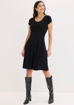 Bonprix Jerseykleid BONPRIX Jerseykleid aus Viskose-Mix, Damen, Gr. 36, N-Gr, schwarz, Obermaterial: 95% Viskose, 5% Elasthan, ausgestellt, Kleider Jerseyklei