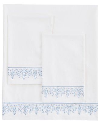 Melange Home Mélange Home 300 Thread Count Percale Cotton Babys Breath Embroidery Sheet Set