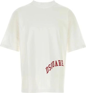 Dsquared2 T-shirt met ronde hals - Heren - T-shirts - Wit - M - Katoen - Tops
