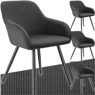 TecTake Sedia Marilyn, velluto a coste, imbottita - sedia, sedia da sala da pranzo, sedia da soggiorno - Set di 4