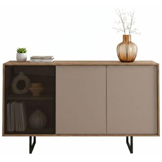 Dmora Credenza Capena, Madia Cassetti, 3 Ripiani, Apertura Battente, 184x40x87h cm Marrone Noce