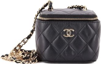 Chanel Tiny CC Link Vanity Case with Chain gewatteerde clutch - Zwart