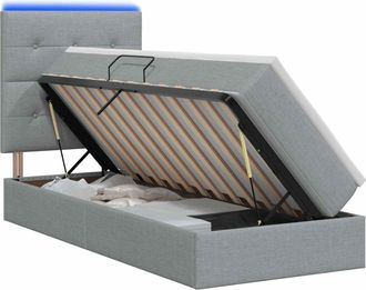 vidaXL Cama De Almacenamiento Led Con Colch&oacute;n Gris Claro 100 X 200 Cm Vidaxl