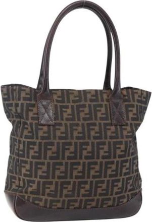 Fendi Pre-owned Handbags, female, Brown, Size: ONE SIZE Pre-owned Vintage Canvas Handbag