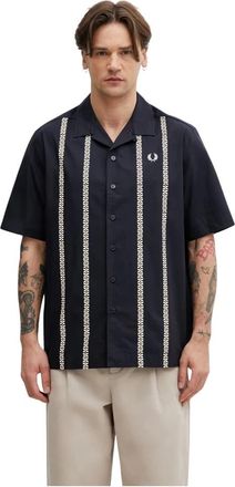 Fred Perry Short Sleeve Shirts - Heren - Korte mouwen Overhemden - Blauw - L - Overhemden