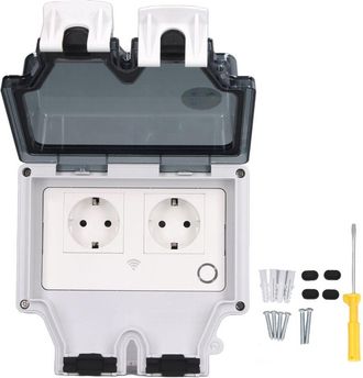 OEM Enchufe Wlan Para Exteriores, Enchufe Wifi Inteligente, Enchufe Impermeable Ip66, Enchufe Wifi Inteligente Con Control Por Voz, Enchufe De Pared Para 
