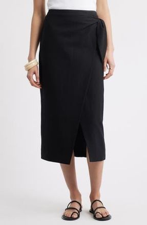 Nordstrom Midi Wrap Skirt in Black at Nordstrom Rack, Size X-Large