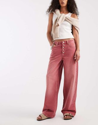 Free People Nia BF - Jeans dritti rosa slavato