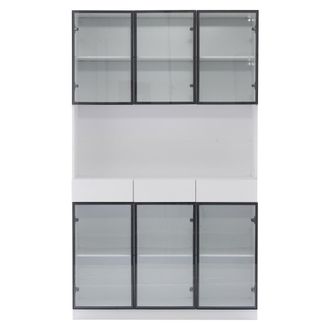 Urban Meuble Vitrina blanca con 3 cajones y 6 puertas de cristal con led