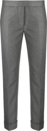 Thom Browne Signature Gestreepte Getailleerde Broek - Dames - Vrijetijds broeken - Grijs - XL - Leer - Broeken