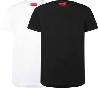 HUGO BOSS Heren Logo Slim T-Shirt (Set van 2) (Zwart, Wit)